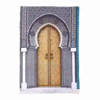 

Arabian Decor Collection, Golden Door of Royal Palace in Fes Morocco Vintage Moroccan Artwork Picture, Bedroom Living Room Dorm
