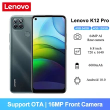 Lenovo K12 Pro Android 10 Smartphone 6.8''  Snapdragon 662 Octa Core 6000mAh 64MP AI Triple Camera 4GB RAM Cell Phones