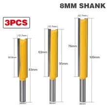 3 шт./компл. прямые концевых фрез Dado 3/" Dia. Длина 8 мм хвостовик фрезерный станок деревообрабатывающий Резак Деревообрабатывающие режущие инструменты