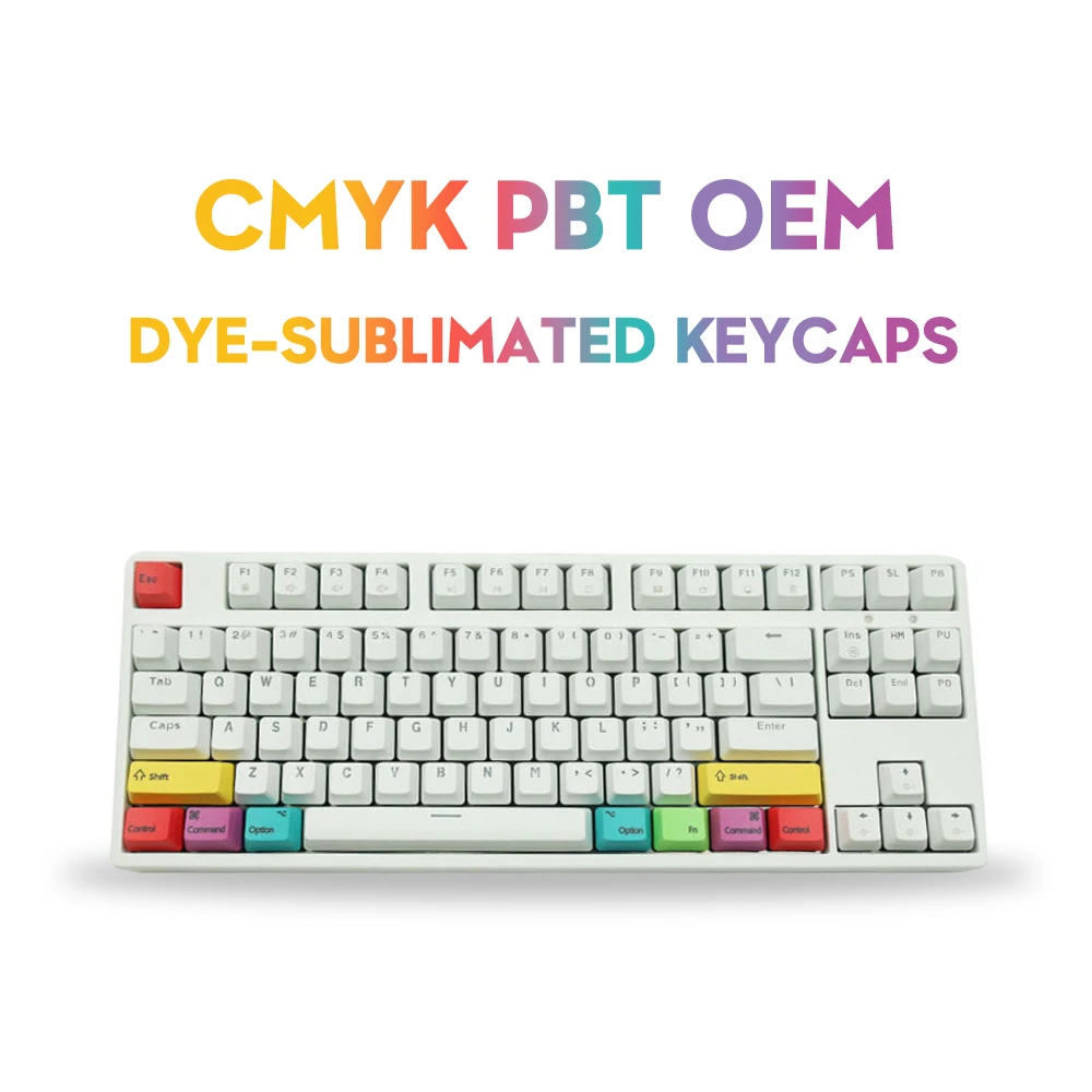 OEM Perfil PBT RGBY CMYK Modifiers 10 Teclas Grabado Laser Keycaps Mac Keycaps para Cherry MX Teclado Mecánico CMYK Normal Side