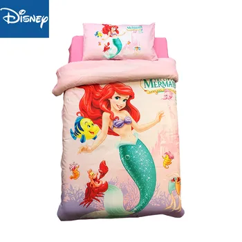 

3D Disney cartoon Ariel Bedding set for Kids Baby 60x120 Crib Size comforter bedding 2/4pcs pillow case duvet cover 100% Cotton