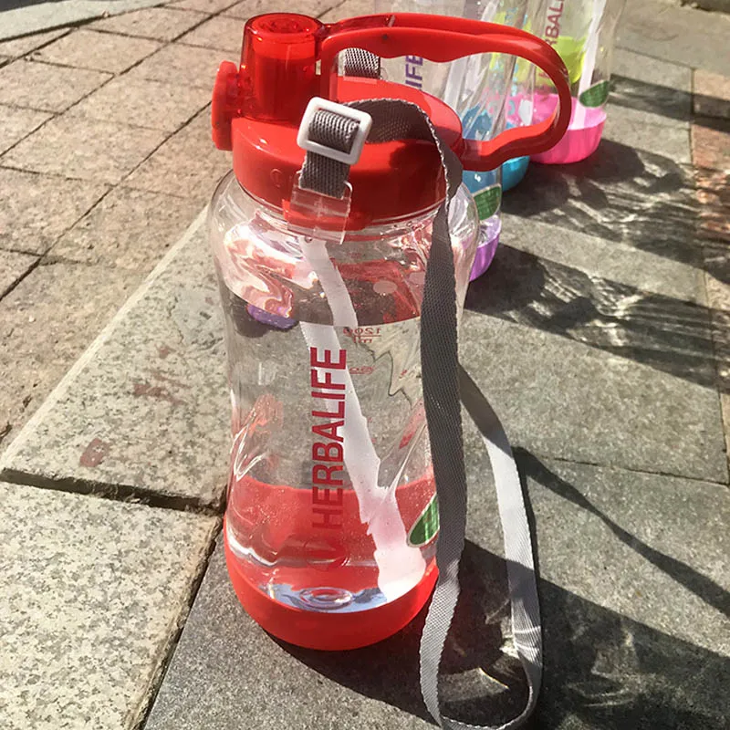 2000ml red Bpa-free 1000 мл 2000 мл Herbalife питательный пластиковый космический спортивный чайник креативная и портативная дорожная соломенная бутылка для воды - Цвет: 2000ml red