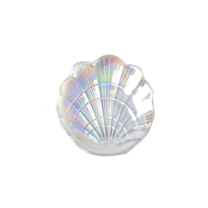 Dinner Plate Glass Snacks Tray Shell Shape Dish Platos Colorful Jewelry Creative Rainbow Breakfast Cake Dishes | Дом и сад