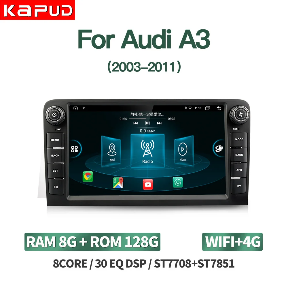 car video player bluetooth Kapud 8" 4G LTE Android 10.0 Navigation For Audi A3 2003-2011 RS3 Sportback Car Multimedia Player GPS Radio Stereo 4+128G car bluetooth video player Car Multimedia Players