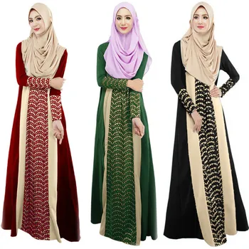 

Hijab Dress Islamic Clothing Women Long Maxi Dress Dubai Ethnic Patchwork Gown Islam Abaya Kaftan Muslim Abaya Vestido Musulman