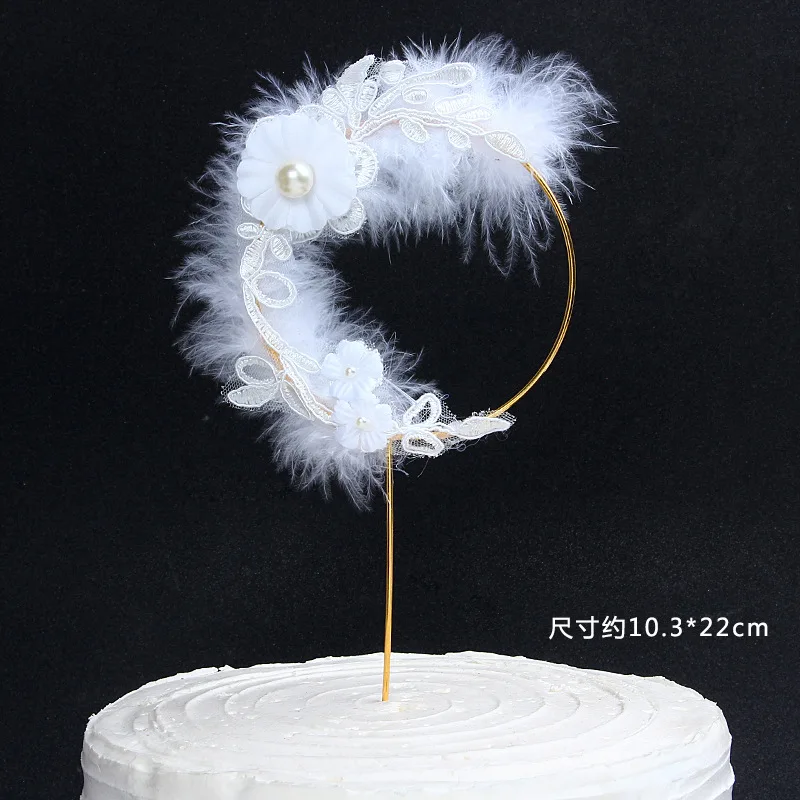 Очаровательный Ангел Топпер для торта «С Днем Рождения» привлекательные Ангелы с железной гирляндой кружево перо романтическое свадебное украшение торта - Цвет: Многоцветный