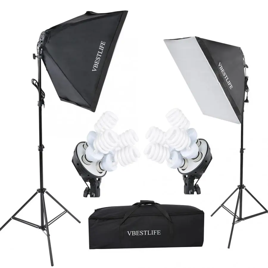 

Professinal Photo Studio Photography Kit 50*70cm Softbox 2m Light Stand Photography 4 in 1 Lamp Holder 45W Light Bulb Kit