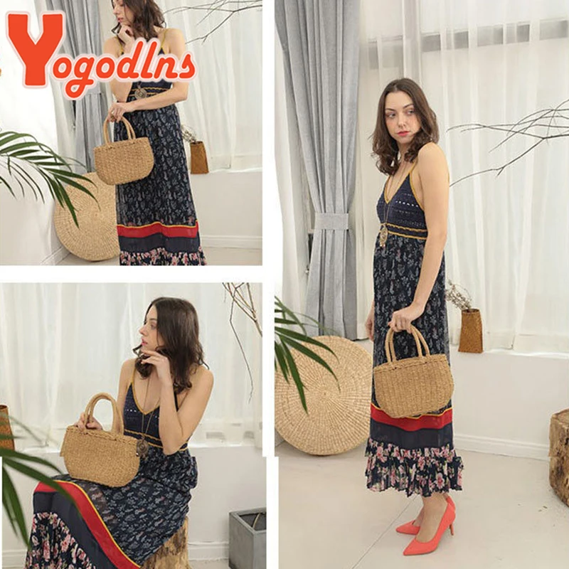 Summer Straw Bag Women Large Capcity Handle Bag Handmade Weave Totes Bag Trendy Rattan Beach Bags Fashion Vacation Bags