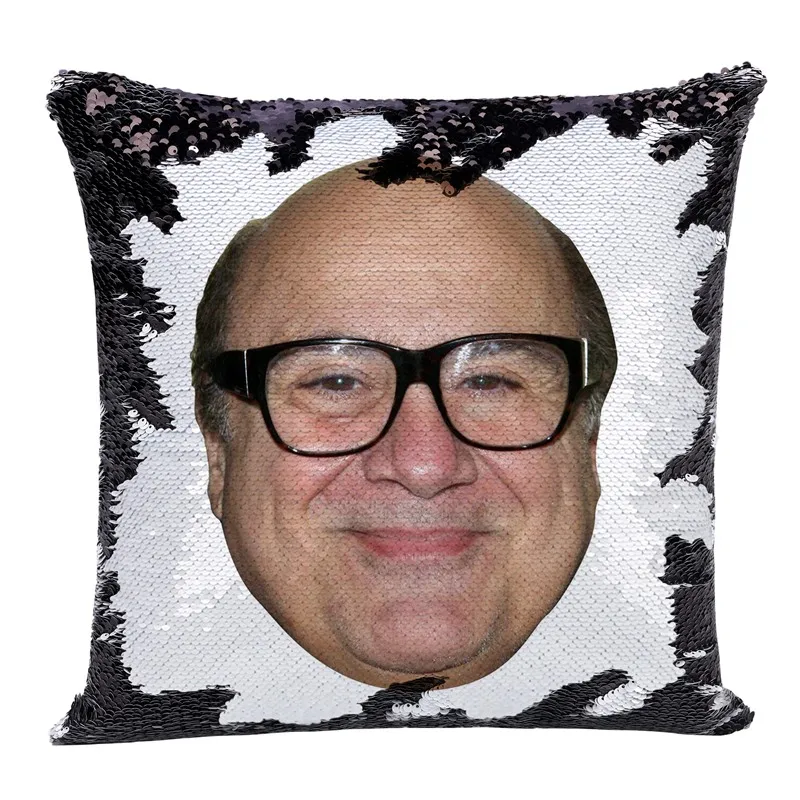 F black Супер Сияющий Danny Devito Реверсивный меняющий цвет чехол для подушки волшебный Nicolas клетка чехол для подушки с Подушка с блестками чехол - Цвет: F black