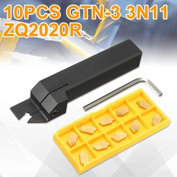 

10Pcs GTN-3 SP300 Inserts w/ ZQ2020R-3 20mm Lathe Grooving Turning Tool Holder