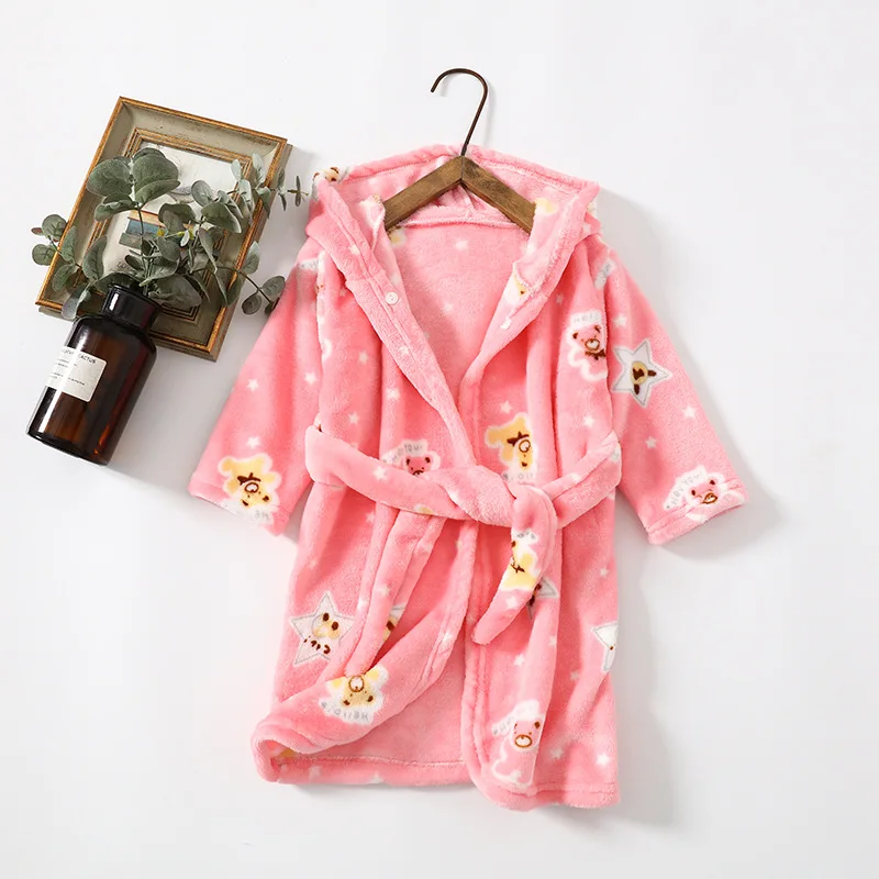 Children Bathrobe Flannel Kids Robe Autumn Winter Boys Girls Baby Cartoon Sleepwear Hooded Nightgown Christmas Gift for Infant Sleepwear & Robes cheap Sleepwear & Robes