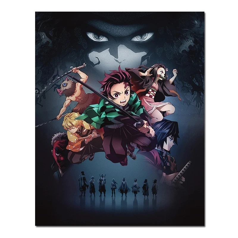 Canvas Paint Anime Poster Demon Slayer Kimetsu Comics Wall Art Cloth Living Room Decor Fabric Prints Waterproof | Дом и сад
