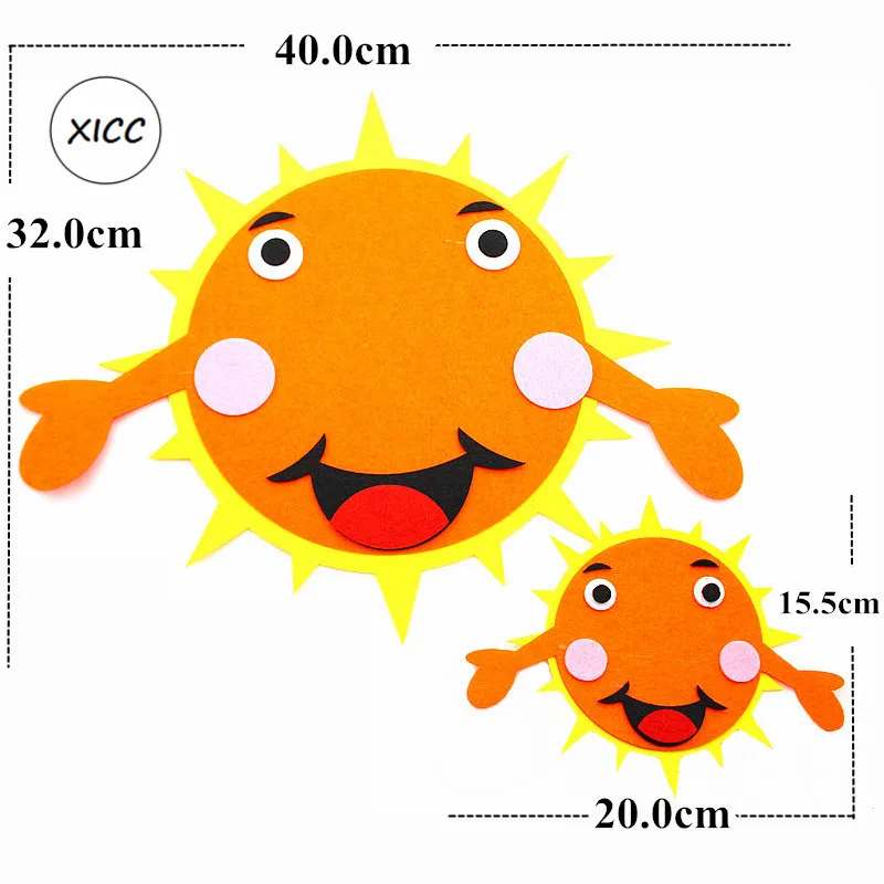 XICC Smile Face Sun Clound Children Room DIY Wall Stickers Felt Non-woven Moon Craft Kids Kindergarten School Handwork Doll Gift