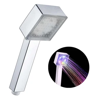 

New Square Sprinkler Handheld Home Bath 7Color Romantic LED Light Water Bathroom Glow Shower Head Temperature Sensor