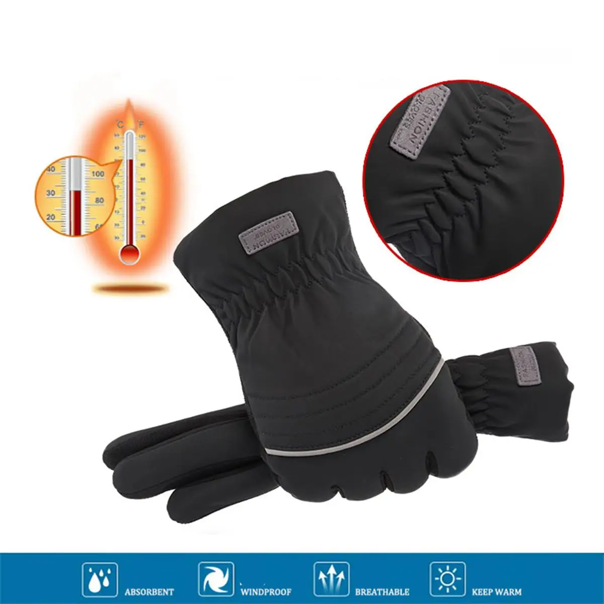 Мужские и женские зимние теплые перчатки для сноуборда, зимние перчатки, водонепроницаемые толстые противоскользящие теплые лыжные перчатки с сенсорным экраном, для спорта на открытом воздухе