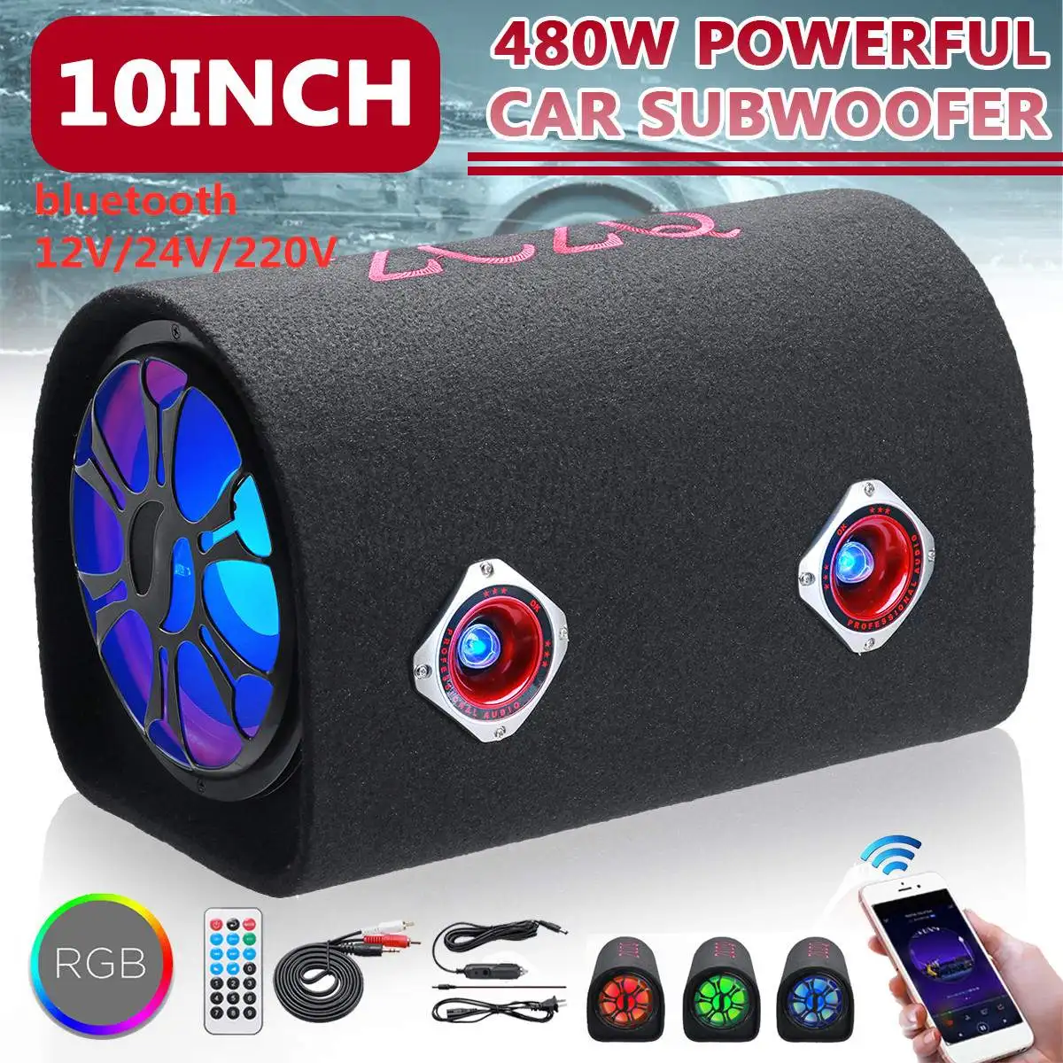 10 Inch 480w Led Bluetooth Car Audio 
