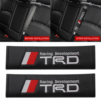 

2 Pieces / Set Car Seat Belts Covers Carbon Fiber Padding Leather Belt Shoulder Sleeve For TOYOTAs Racing TRD Sport Car Styling