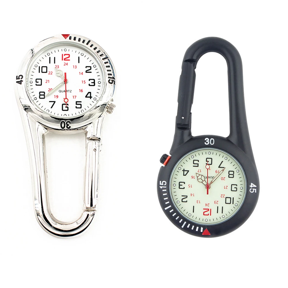 Luminous Dial Clip-On Carabiner Climbing Pocket Watch Multifunctional Outdoor Sports Backpack Hanging Watch Clock