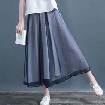 

Women Wide Leg Pants Chiffon Trousers Culottes Big Loose Oversized Retro Vintage Elegant Casual Fashion for Summer AZ19631631