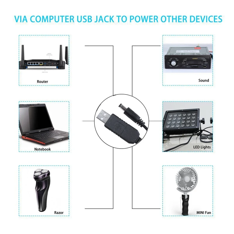 USB DC 5 в к DC 12 В 2,1 мм X 5,5 мм модуль конвертер DC баррель мужской разъем Jack кабель питания вилка, USB к DC кабель-1 м(5 В к DC