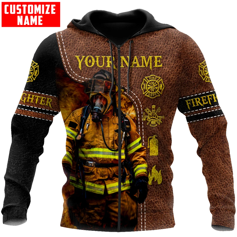 Customize Name Firefighter 3D All Over Printed Men Autumn Hoodie Unisex Hooded sweatshirt Streetwear Casual zipper hoodies DK408