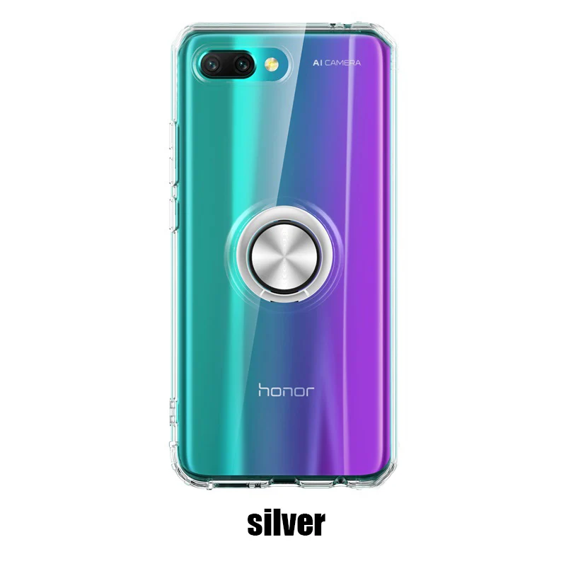 Huawei Honor 10 чехол Honor10 прозрачный Чехол Броня ультра тонкий защитный чехол для Honor 10 прозрачный автомобильный держатель кольцо тонкий Чехол - Цвет: Silver