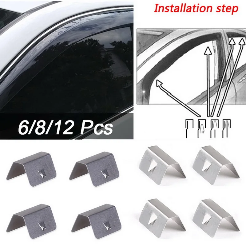 

6/8/12 Pcs Universal Car Rain Eyebrow Clip In Wind / Rain Deflectors Fitting Clips Replacements For HEKO G3/HEKO G3 SNED