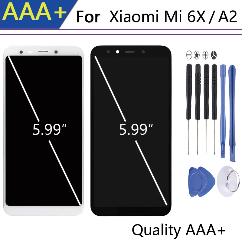 

Original For Xiaomi Mi 6X display in Mobile Phone LCDs+Frame Mi A2 pantalla Digitizer Assembly Parts edge Touch screen LCD