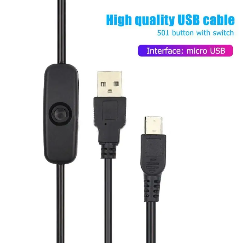 USB к Micro USB зарядное устройство адаптер питания кабель с переключателем ВКЛ/ВЫКЛ для Raspberry Pi черный сложенный внешний вид длина 1 метр