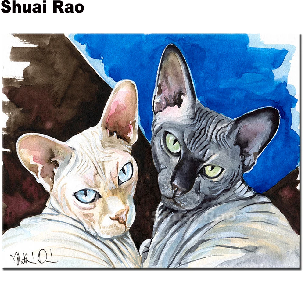 

full square round Diamond Painting kits Sphynx Cat couple pictures for embroidery diy by hand crafts large paintings home art