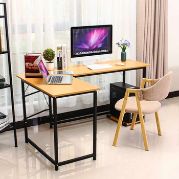 

Wooden Office Computer Writing Desk Home Gaming PC Furnitur L-Shape Corner Study Computer Table laptop desk laptop stand