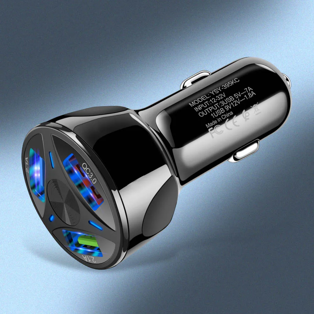 Автомобильное зарядное устройство 3 А с двумя usb-портами для быстрой зарядки iPhone x, samsung, Xiaomi, быстрое зарядное устройство QC 3,0 Для huawei, USB светодиодный зарядное устройство для мобильного телефона