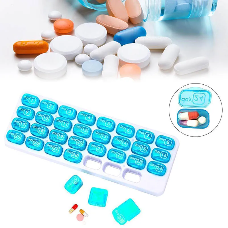 

31-Day Pill Storage Organizer Monthly Medication Dispenser Case for Travelling YA88