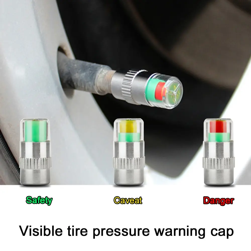

4PCS car auto tire pressure monitor tire gage alert sensor indicator valve caps