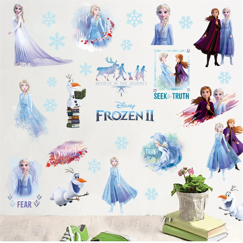 20*30cm Disney Frozen Princess Wall Stickers For Kids Rooms Home Decor Cartoon Elsa Olaf Wall Decals Pvc Mural Art Diy Poster