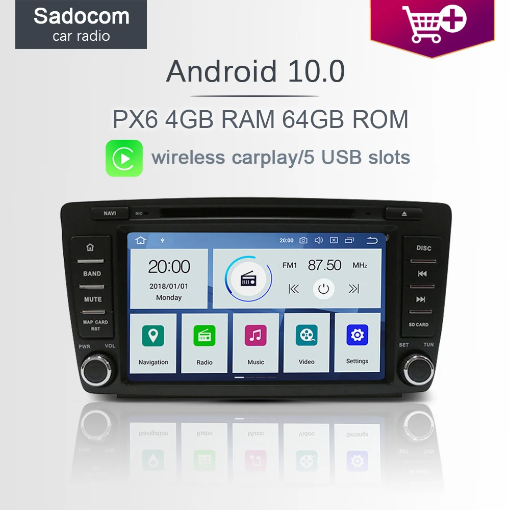 PX6 2 din Android 10 0 автомобильный dvd-плеер 6 ядер 4 Гб RAM 64G GPS автомобильное радио для VW Skoda
