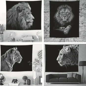 

Polyester Lion Tiger Tapestry Leopard Hanging Wall Black Animal Nordic Tapestry Beach Throw Towel 200x180c Home Decor