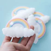

5PC Baby Teether Silicone Beads Rodent Rainbow Clouds BPA Free Food Grade Pandent Pacifier Chain Nursing Necklace Children Goods