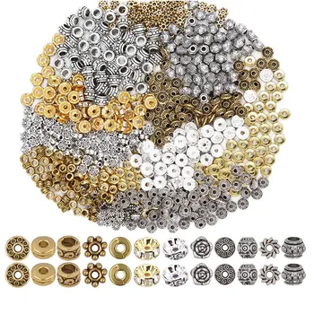 

600Pcs Spacer Beads Jewelry Bead Charm Spacers Alloy Spacer Beads for Jewelry Making DIY Bracelets Necklace and Crafting