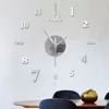 Frameless Diy Wall Mute Clock 3d Mirror Sticker Home Decor Wall Mute Clock 12-hour Display Wall Clock With Time Mark 50x50cm 3