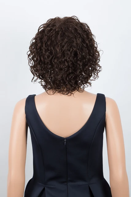 Sleek Curl Human Hair Wigs For Women Short Bob Wig With Bangs Pixie Cut Wig Jerry Curl Short Wigs Ombre Colored Short Curl Wigs #4