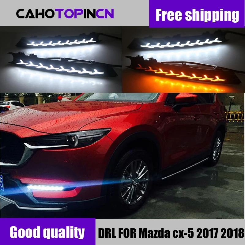 2Pcs DRL 12V LED Daytime Running Light Fog Lamp Decoration For Mazda CX-5 CX5 2017 2018 2019 Flowing Turn Signal | Автомобили и