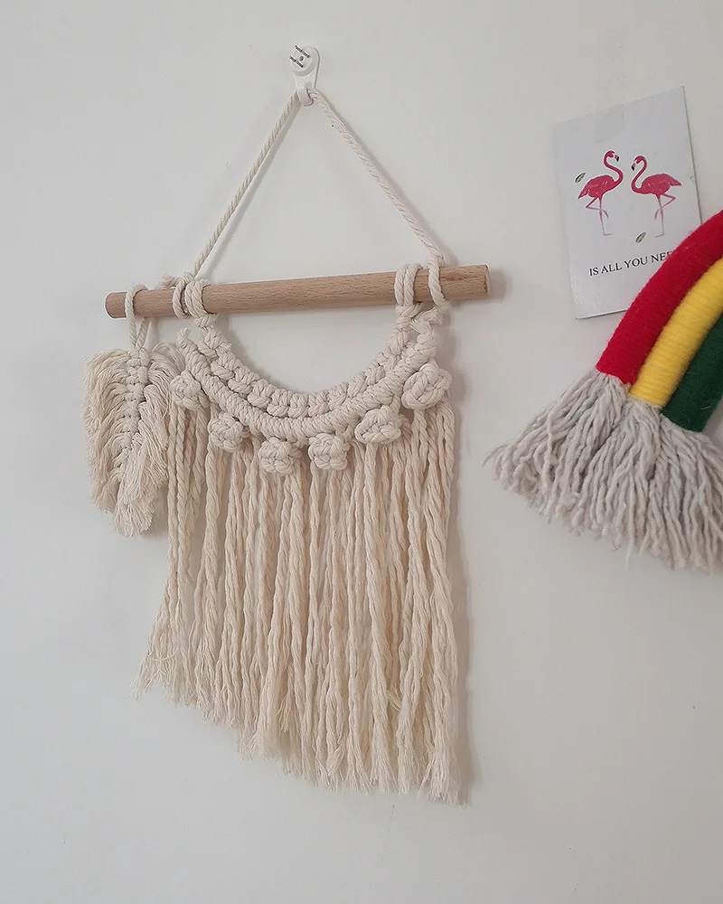 B INS hand woven cotton tapestry Macrame Hanging Wall Decor Nordic Wall Art Cotton Rope Tapestry for children Living Room Bedroom - Цвет: B