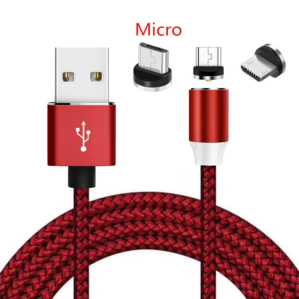 Магнитный Micro USB кабель QC 3,0 USB быстрое зарядное устройство для samsung A7 Nokia 6 huawei Y5 Y6 Y7 P Smart zte Blade V7 A7 A5 A3 - Тип штекера: Only Red 1M Cable