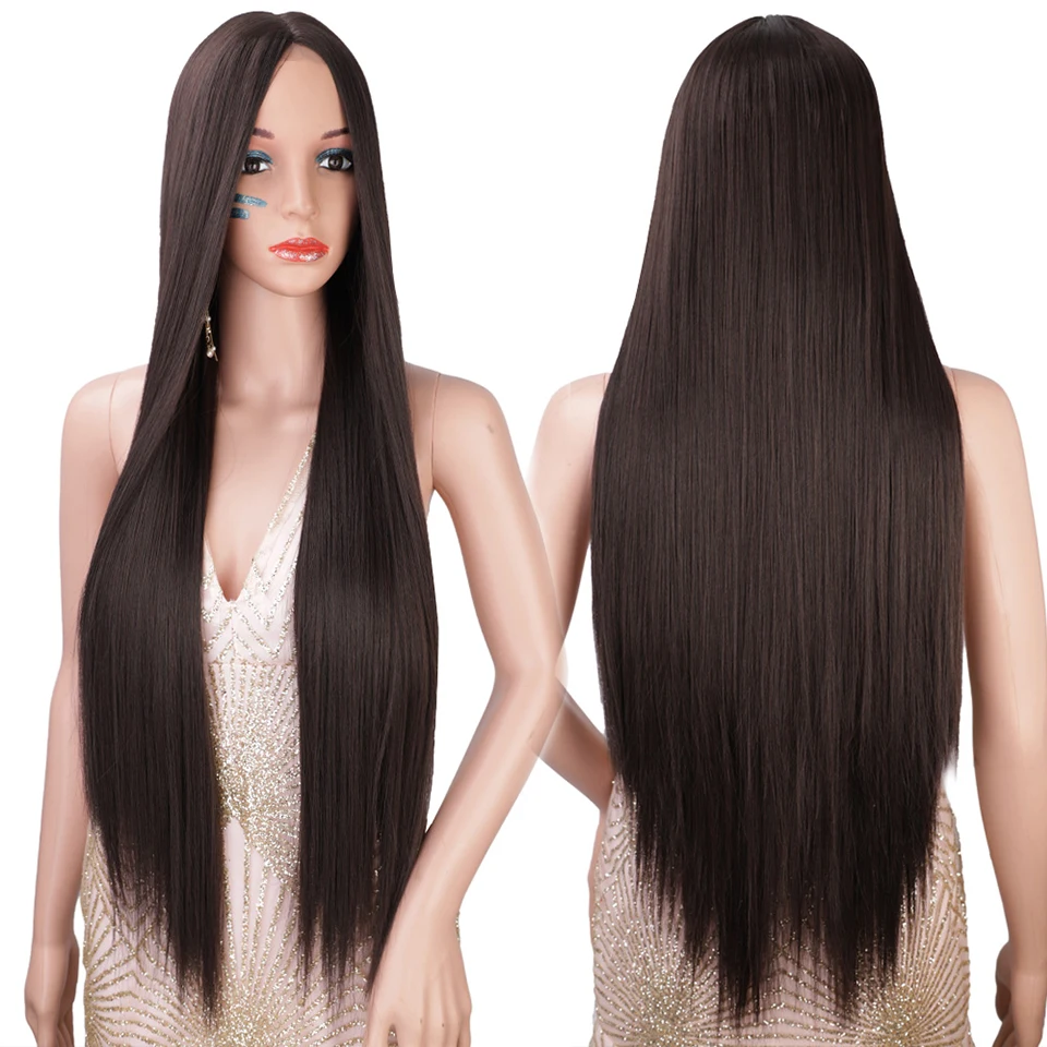 Длинные прямые парики AISI HAIR коричневые синтетические для женщин Натуральные