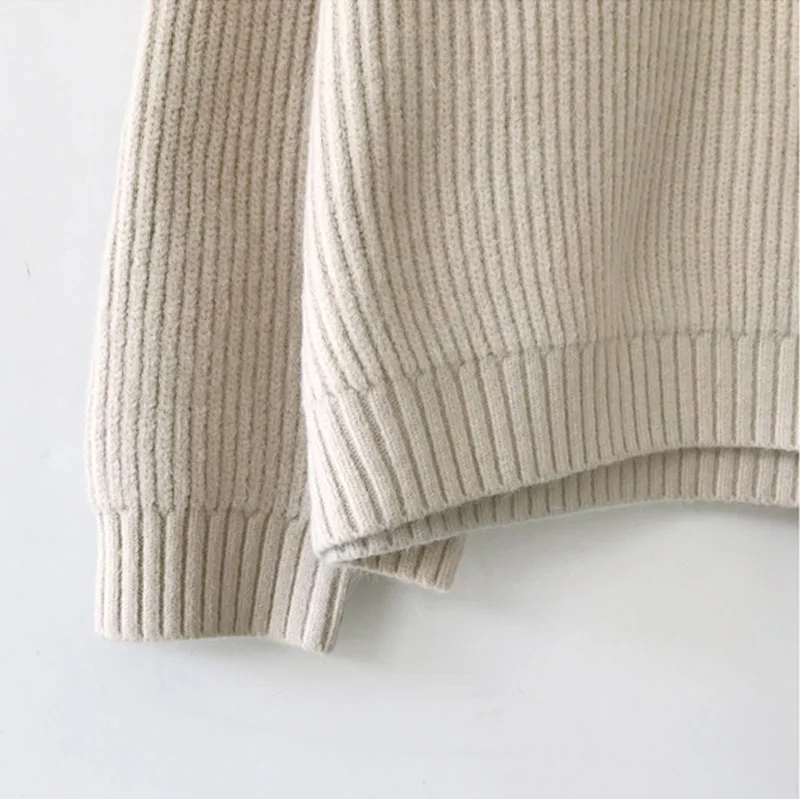 Элегантное платье свободного кроя с длинными рукавами вязаный свитер для женщин Женский пуловер, свитер однотонный с круглым О-образным вырезом, осенне-зимний свитер джемпер