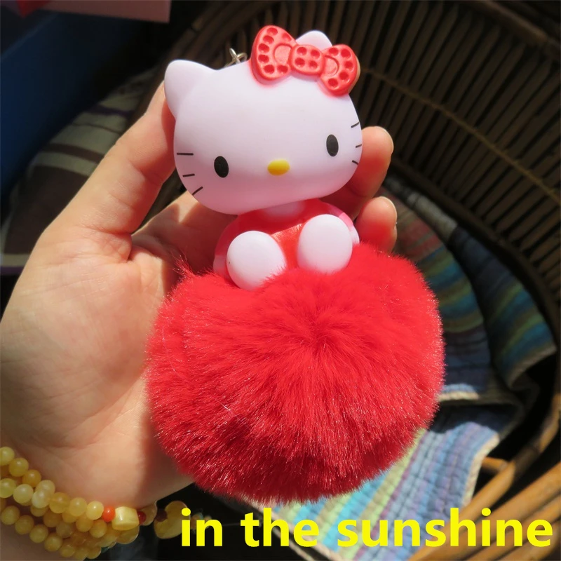 Симпатичный помпон pom с плюшевой цепочкой для ключей kawaii cat Маленькая подвеска женская сумка креативный брелок подарок на день Святого Валентина на день рождения