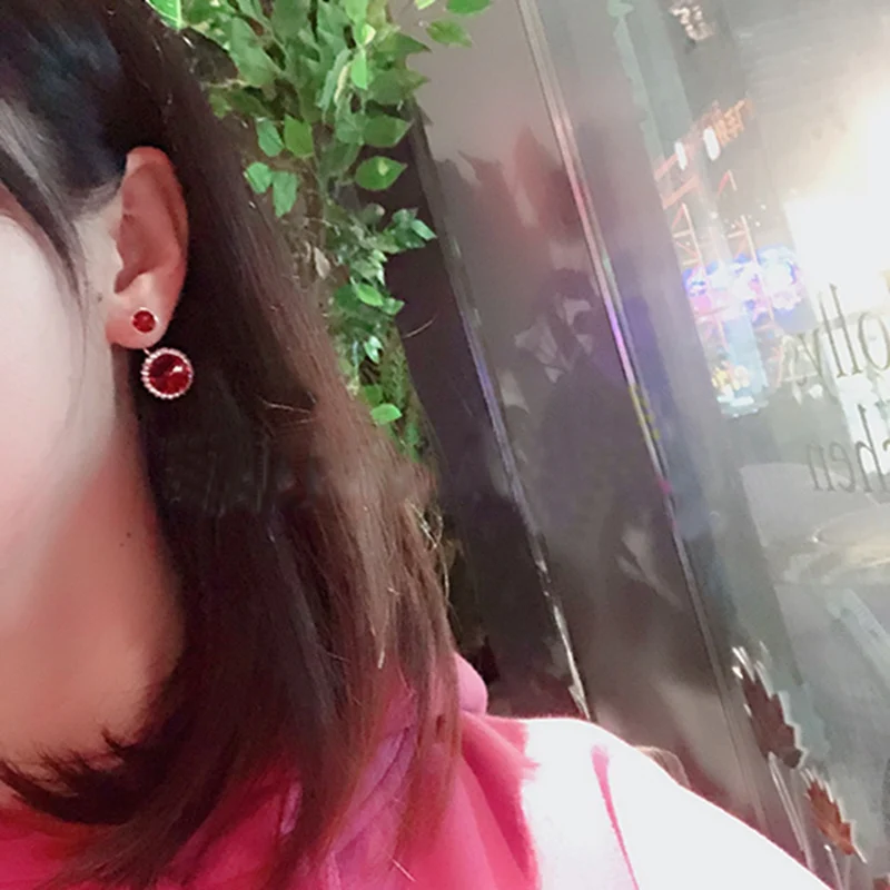 MENGJIQIAO Корейский Круглый элегантный кристалл кулон Висячие серьги для женщин мода блестящие стразы Brincos милый подарок ювелирные изделия