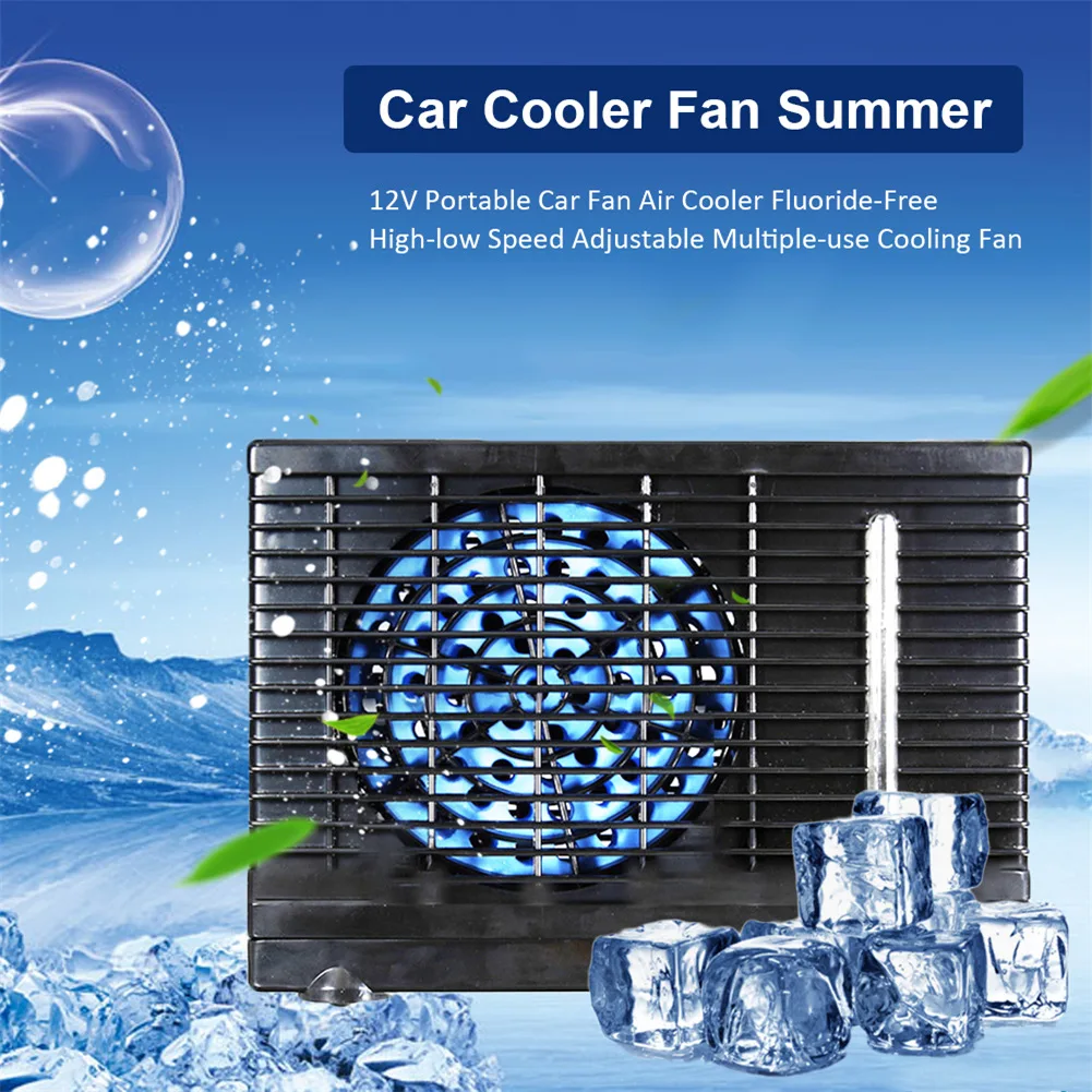 

Portable Car Cooler Fan Air Conditioner Vehicle Electronic Air Cooler Cooling Fan 12V 60W Black Adjustable Water Ice Evaporative