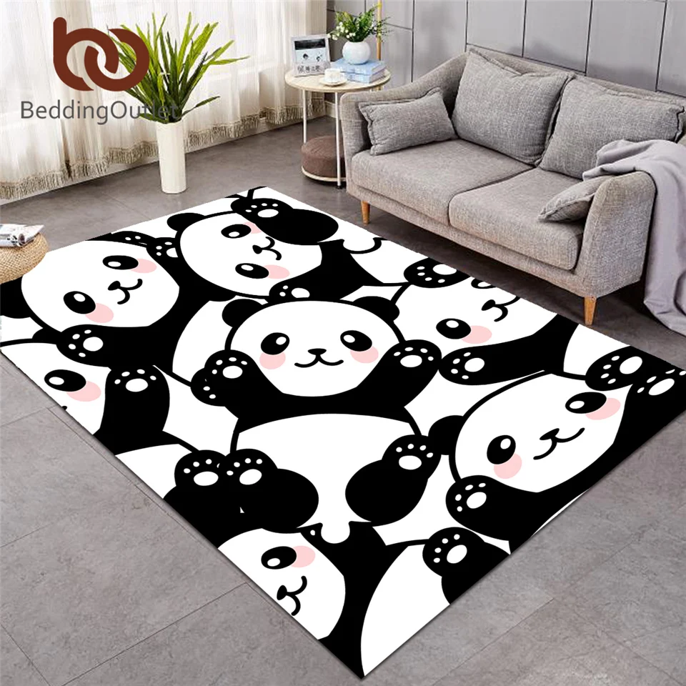 BeddingOutlet Panda Decorative Carpets for Living Room Cartoon Rainbow Floor Mat Animal Kids Bedroom Area Rug alfombra 152x244cm